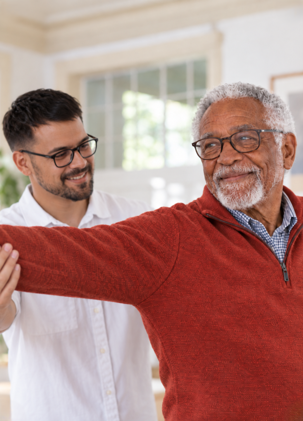 Resident receiving mobility assistance
